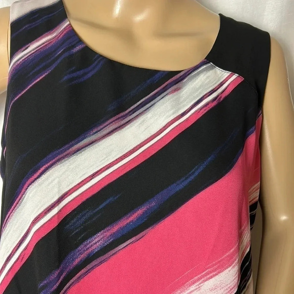 Y2K vtg RICKI’S top,sleeveless bold striped asymmetrical ,multicolor,fun - Picture 3 of 17